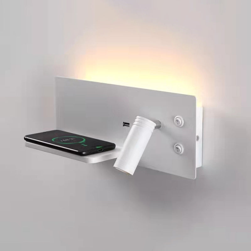 Lámparas de pared rectangulares de estilo contemporáneo metal 2 luces lectura de luz de pared