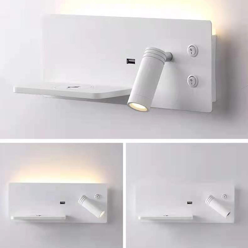 Lámparas de pared rectangulares de estilo contemporáneo metal 2 luces lectura de luz de pared