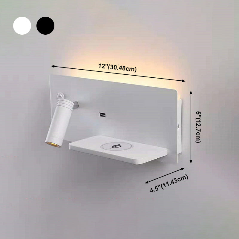 Lámparas de pared rectangulares de estilo contemporáneo metal 2 luces lectura de luz de pared