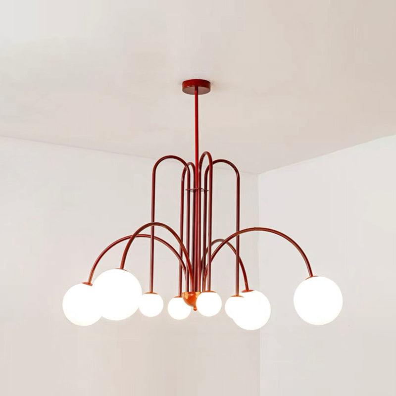 Moderne stijl bolvormige tint tak hangend licht glas multi -light kroonluchter