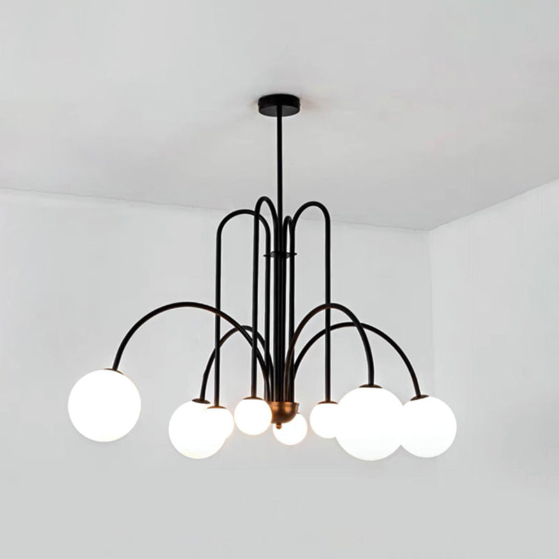 Moderne stijl bolvormige tint tak hangend licht glas multi -light kroonluchter