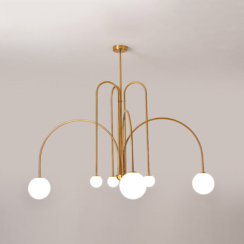 Modern Style Spherical Shade Branch Hanging Light Glass Multi Light Chandelier