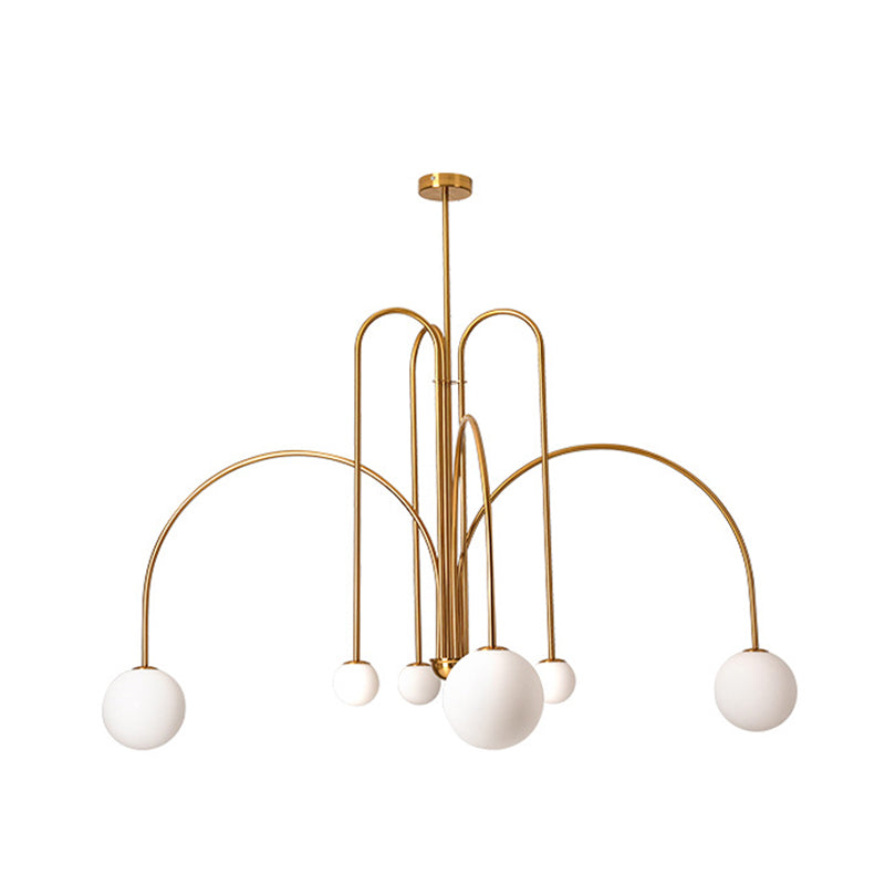 Moderne stijl bolvormige tint tak hangend licht glas multi -light kroonluchter