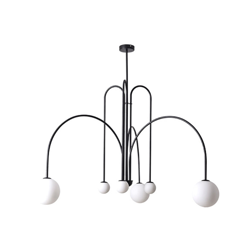 Moderne stijl bolvormige tint tak hangend licht glas multi -light kroonluchter