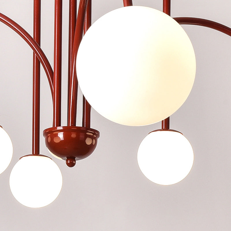 Moderne stijl bolvormige tint tak hangend licht glas multi -light kroonluchter