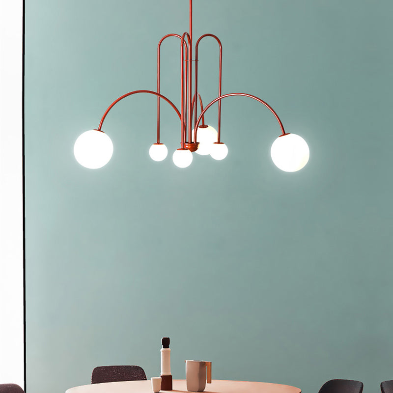 Modern Style Spherical Shade Branch Hanging Light Glass Multi Light Chandelier