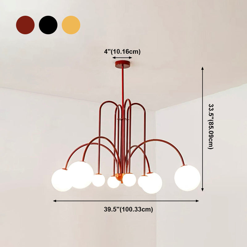 Moderne stijl bolvormige tint tak hangend licht glas multi -light kroonluchter