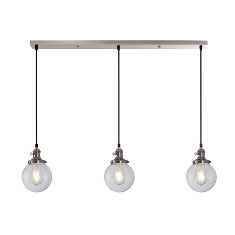 Lampada a sospensione del globo di ferro elettroplate in vetro a 3 luci a 3 luci in stile retrò industriale