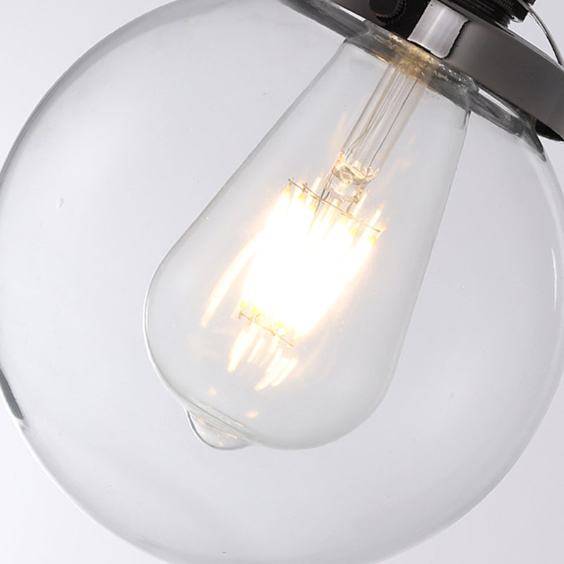 Lampada a sospensione del globo di ferro elettroplate in vetro a 3 luci a 3 luci in stile retrò industriale