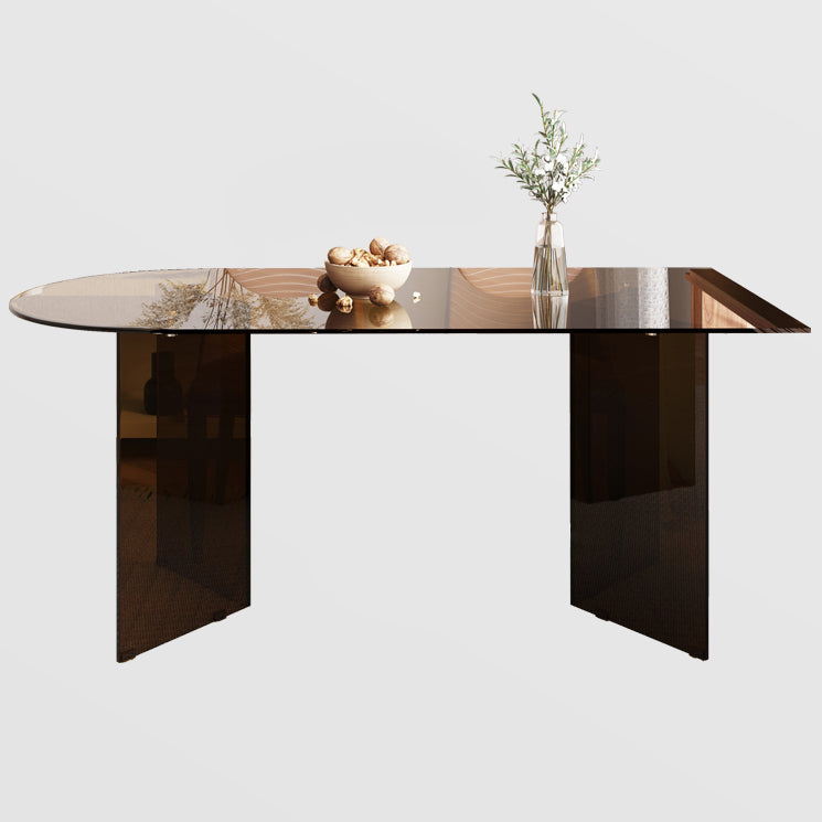 Mesa de comedor de vidrio templado de estilo contemporáneo Table de forma gratuita de base de pedestal
