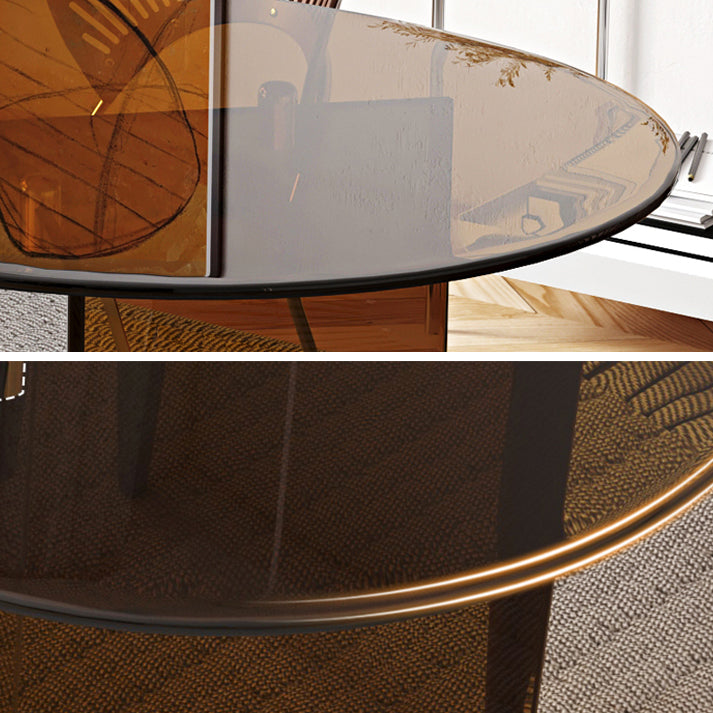Mesa de comedor de vidrio templado de estilo contemporáneo Table de forma gratuita de base de pedestal