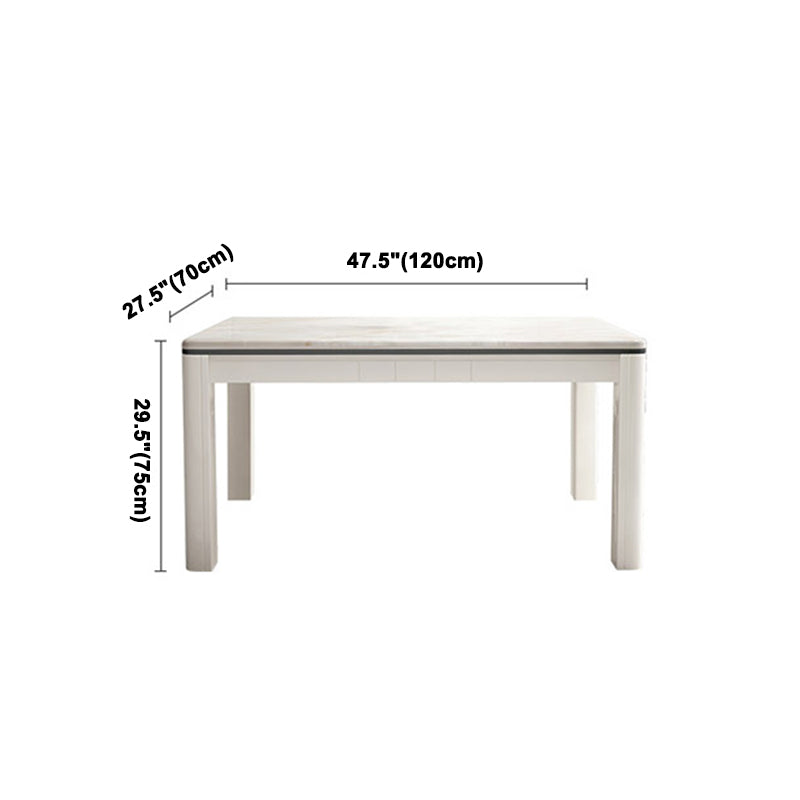 Mesa de comedor de mármol de estilo mediados de siglo, mesa rectangular con base de madera de 4 patas para el hogar