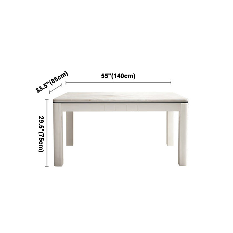 Mesa de comedor de mármol de estilo mediados de siglo, mesa rectangular con base de madera de 4 patas para el hogar