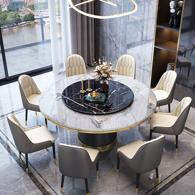 Marble Dining Table Contemporary Style Single Pedestal Base Table for Dining Room