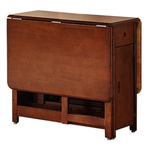 51'' Foldable Rubber Wood Table Medieval Modern Rectangle Table with Storage (only table)