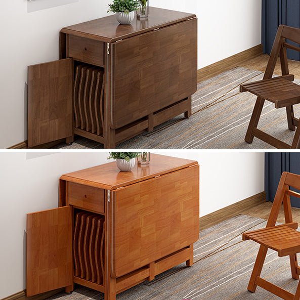 51'' Foldable Rubber Wood Table Medieval Modern Rectangle Table with Storage (only table)
