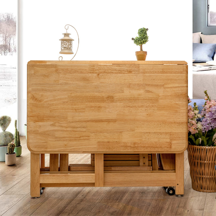 51'' Foldable Rubber Wood Table Medieval Modern Rectangle Table with Storage (only table)