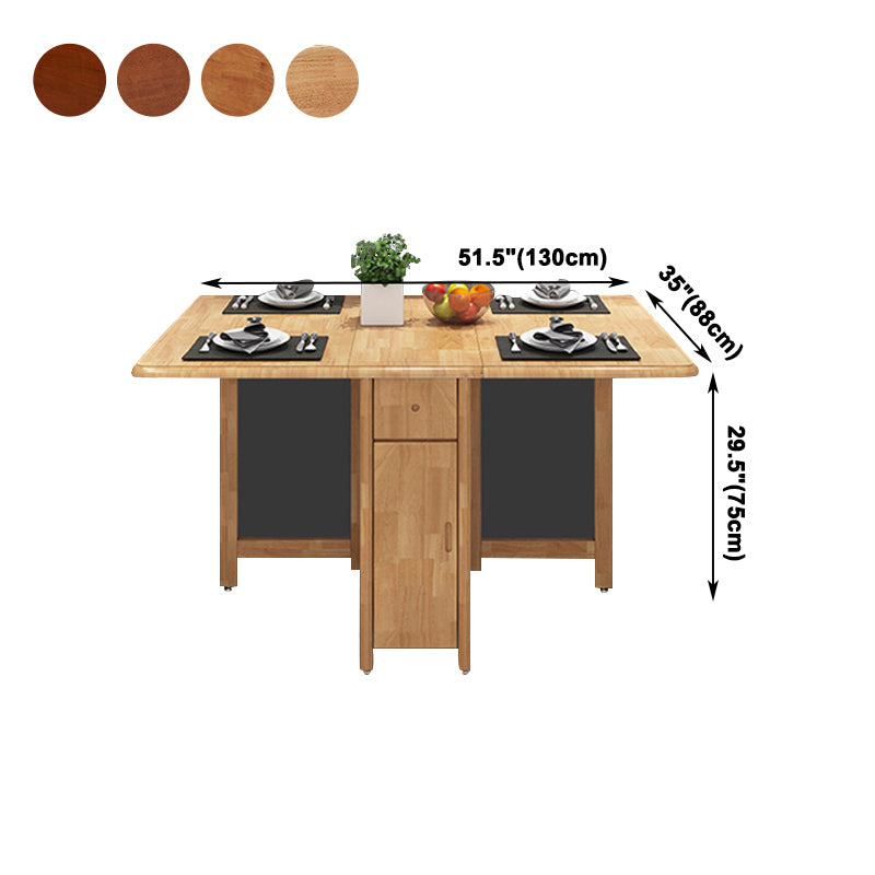 51'' Foldable Rubber Wood Table Medieval Modern Rectangle Table with Storage (only table)