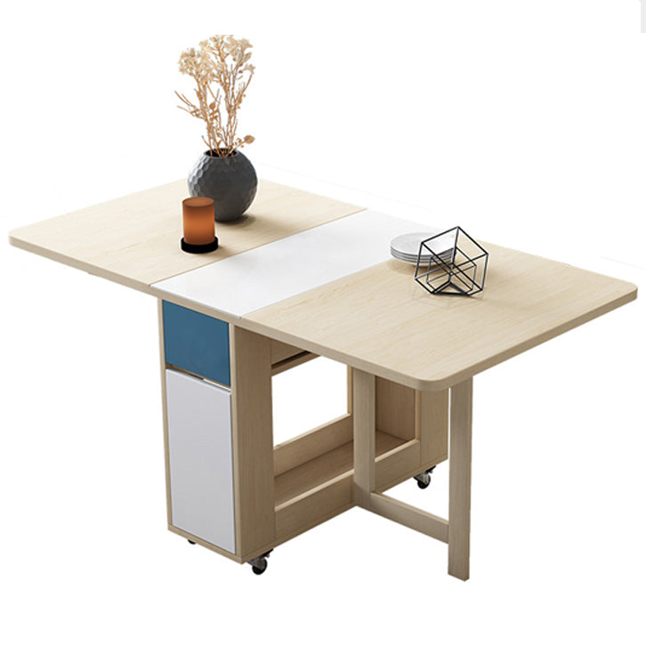 Foldable Rectangle Wooden Table Medieval Modern Table with Storage Trestle Base