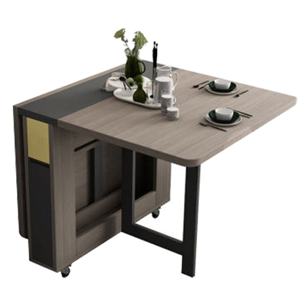 Foldable Rectangle Wooden Table Medieval Modern Table with Storage Trestle Base