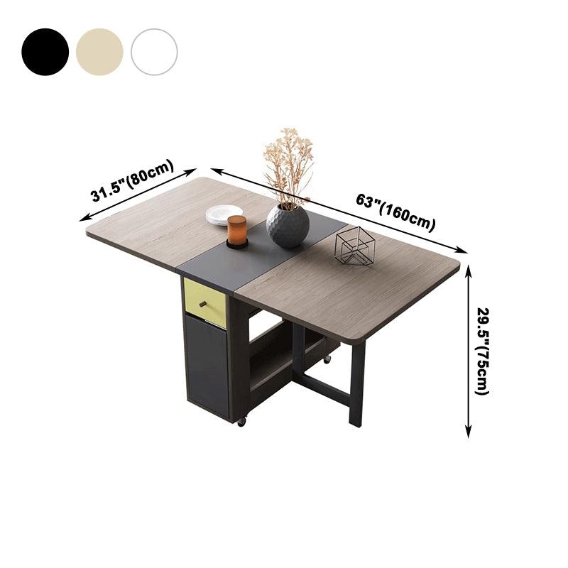 Foldable Rectangle Wooden Table Medieval Modern Table with Storage Trestle Base
