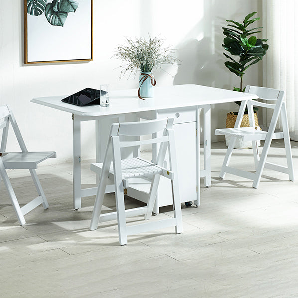 Mid-Century Modern Dining Room Table Rubberwood Solid Wood Table with Wood Base