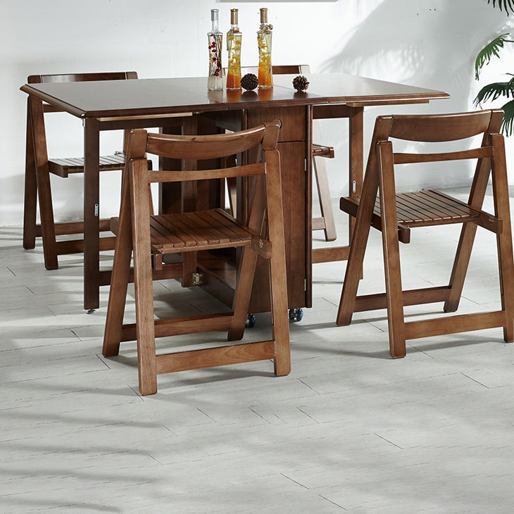 Mid-Century Modern Dining Room Table Rubberwood Solid Wood Table with Wood Base