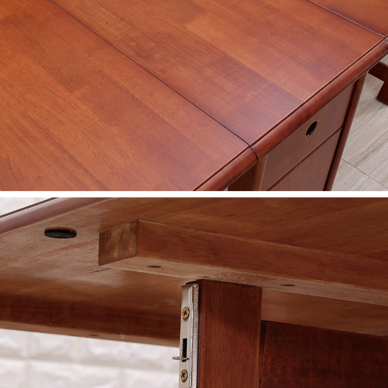 Mid-Century Modern Dinner Table Brown Solid Wood Drop-Leaf Dining Table (only table)