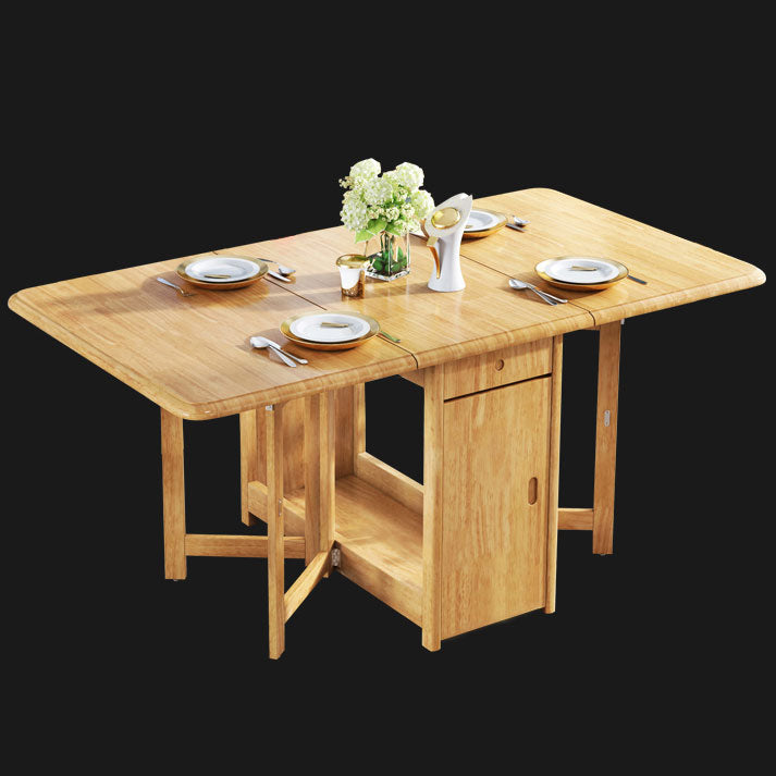 Mid-Century Modern Dining Table Rubberwood Drop-Leaf Dining Table(only table)