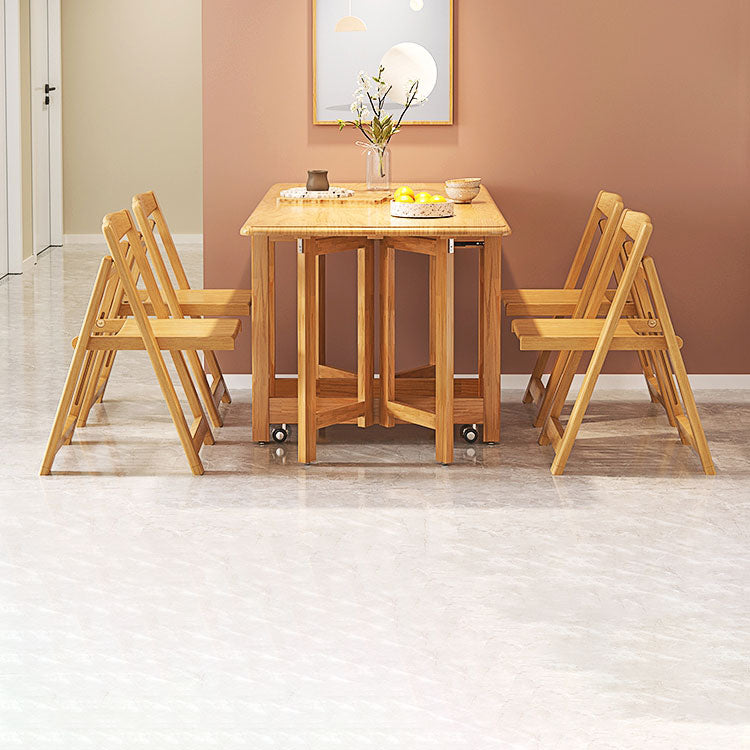 Mid-Century Modern Dining Table Rubberwood Drop-Leaf Dining Table(only table)