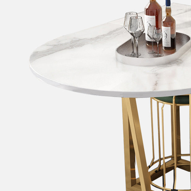 Modern White Dining Table 63" Rectangle Sintered Stone Drop-Leaf Table for Home Use