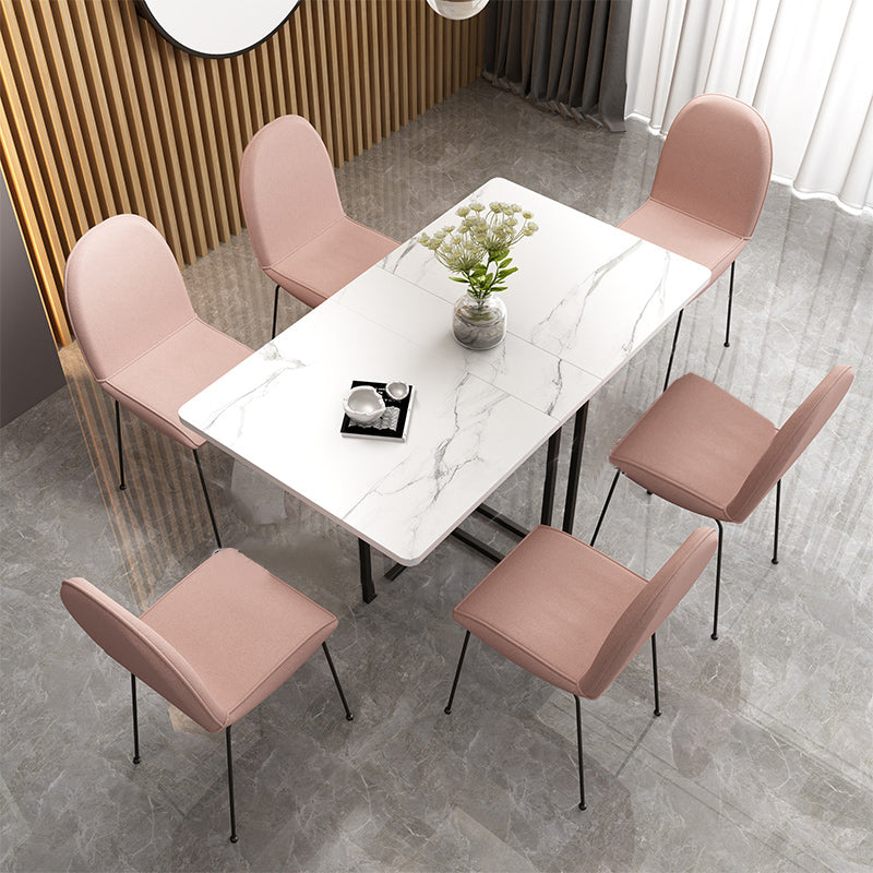 Mesa de comedor de mármol con faux contemporáneo Mesa de rectángulo de base para el hogar para el hogar