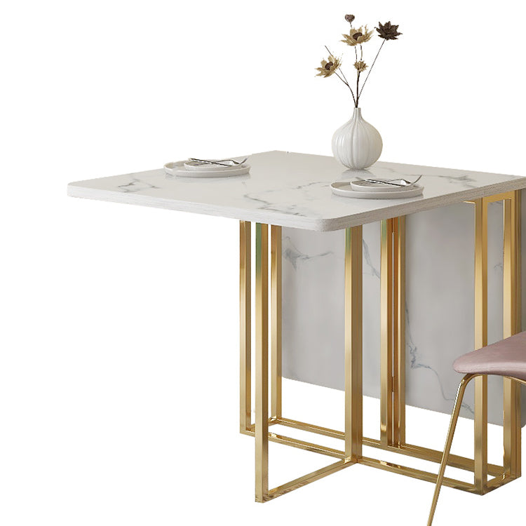Mesa de comedor de mármol con faux contemporáneo Mesa de rectángulo de base para el hogar para el hogar