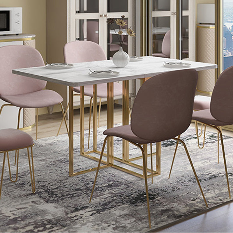 Mesa de comedor de mármol con faux contemporáneo Mesa de rectángulo de base para el hogar para el hogar