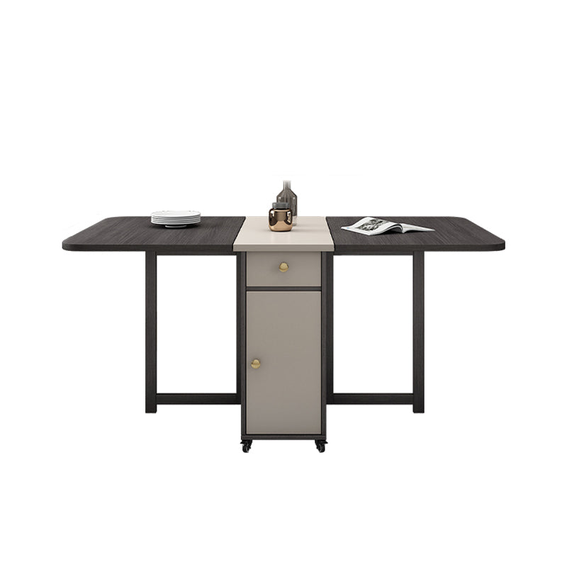 Mid-Century Modern Dining Room Table Drop-Leaf Table with Ash Solid Wood Base,59"L x 29.1"H