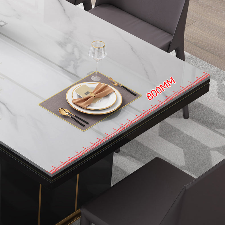 Table à manger de luxe traditionnelle Rectangle blanc Tableau de pierre fritté avec base en métal