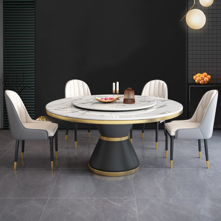 Marble Dining Table Luxury Style Single Pedestal Base Round Scratch Resistant Table for Home