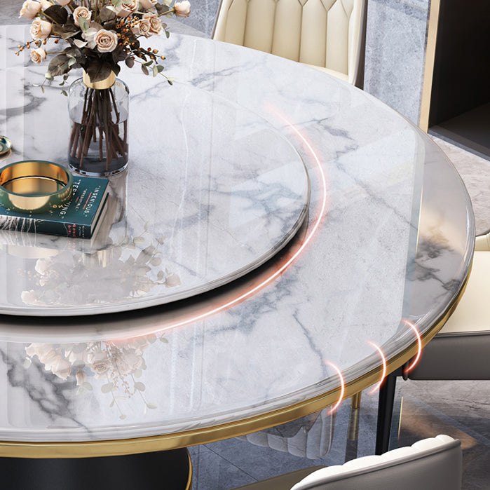 Marble Dining Table Luxury Style Single Pedestal Base Round Scratch Resistant Table for Home