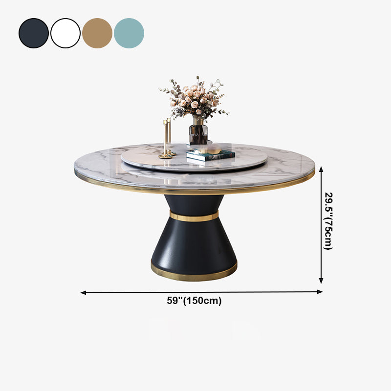 Marble Dining Table Luxury Style Single Pedestal Base Round Scratch Resistant Table for Home