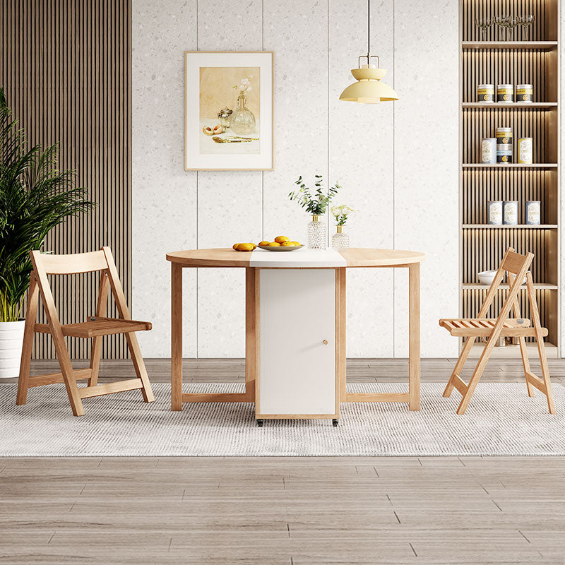 Round Mid-Century Modern Dining Table Drop-Leaf Table,47.2"L x 47.2"L x 29.1"H