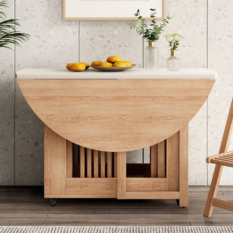 Round Mid-Century Modern Dining Table Drop-Leaf Table,47.2"L x 47.2"L x 29.1"H