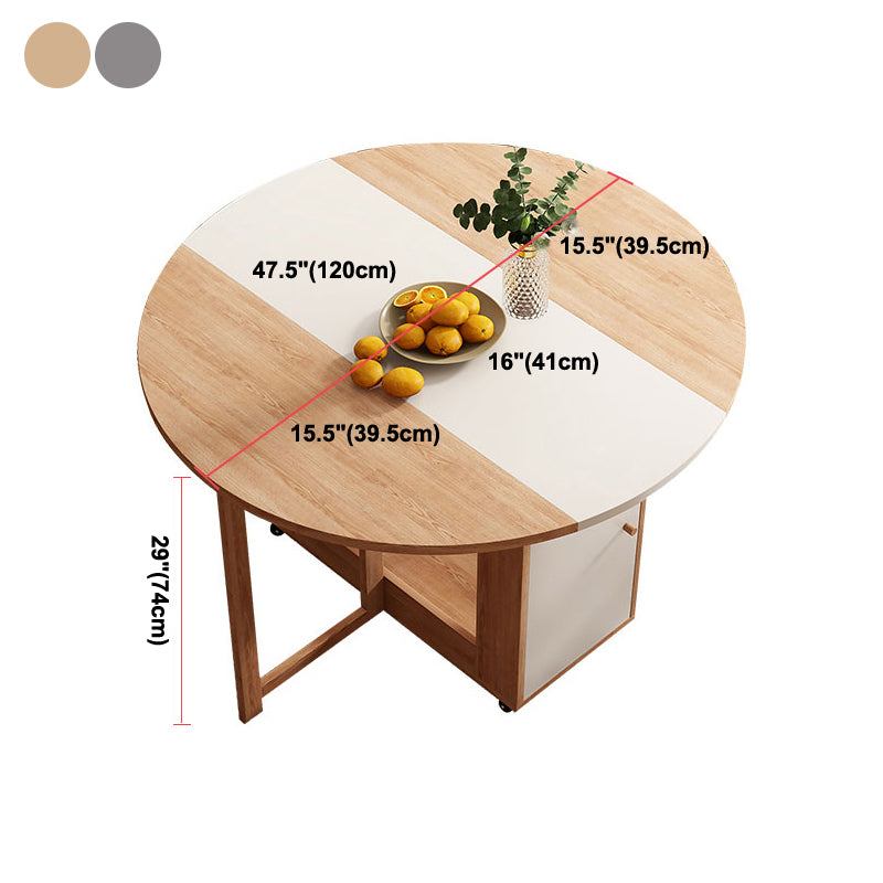 Round Mid-Century Modern Dining Table Drop-Leaf Table,47.2"L x 47.2"L x 29.1"H