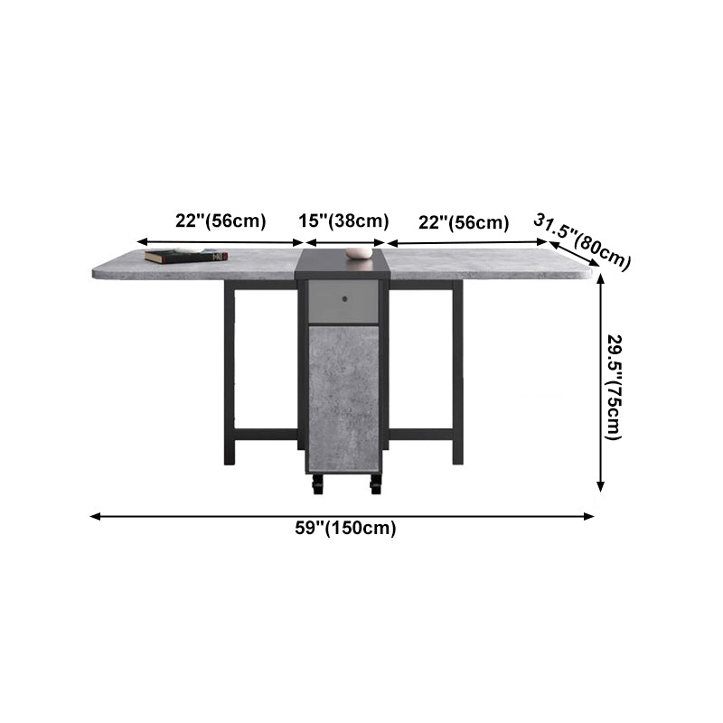 Rectangle Mid-Century Modern Dining Table Grey Base Table for Dining Room