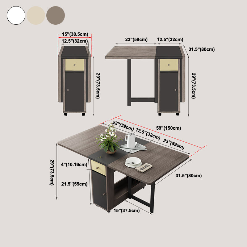 Rectangle Mid-Century Modern Dining Table Wood Base Table for Dining Room