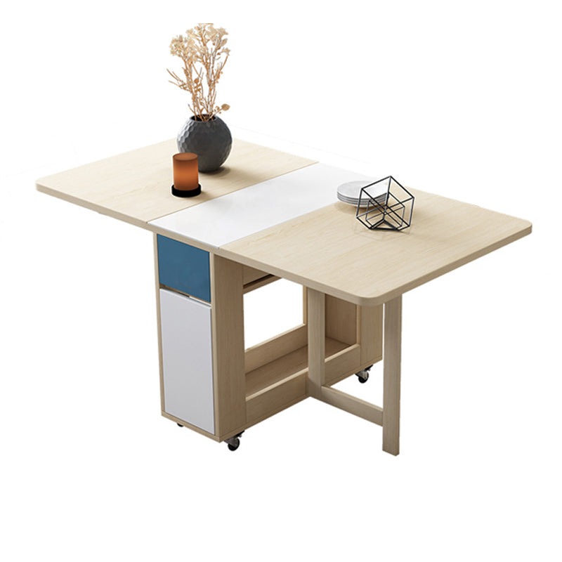 Mid-Century Modern Rectangle Dining Table Wood Base Table for Home Kitchen Dinner