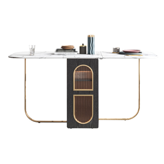 Moderne stijl rechthoekige 63 "eettafel Gesinterde stenen eettafel met druppelblad voor thuis