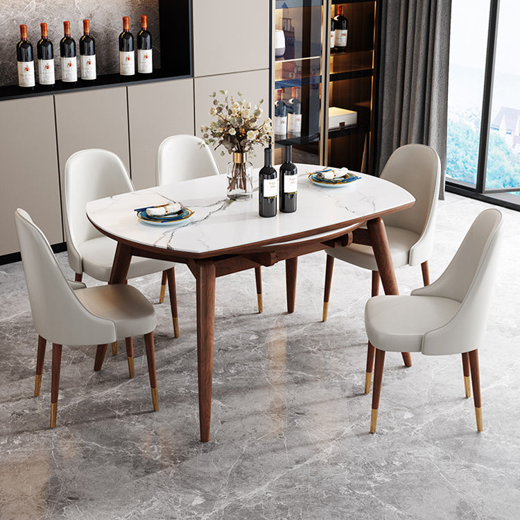 Mesa de comedor redonda de estilo moderno Mesa de comedor de hojas de piedra sinterizada blanca para uso doméstico