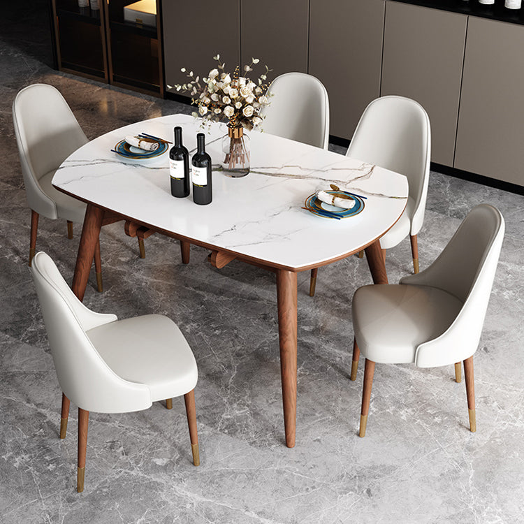 Mesa de comedor redonda de estilo moderno Mesa de comedor de hojas de piedra sinterizada blanca para uso doméstico