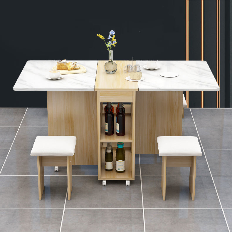 Mesa de rectángulo de madera artificial plegable con base de caballete de almacenamiento