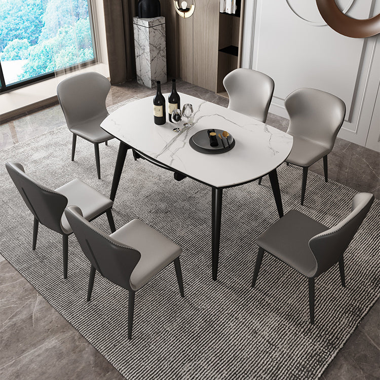 Simplicity ronde eettafel Witte gesinterde stenen tafel met 4 essen massief houten poten